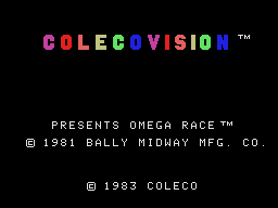 Omega Race title screen for Colecovision